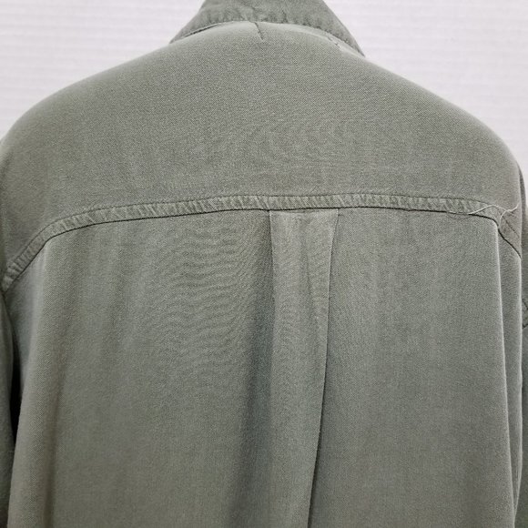 Old Navy top Large 10/12 utility button up twill side split pockets Money Maker - Picture 13 of 15